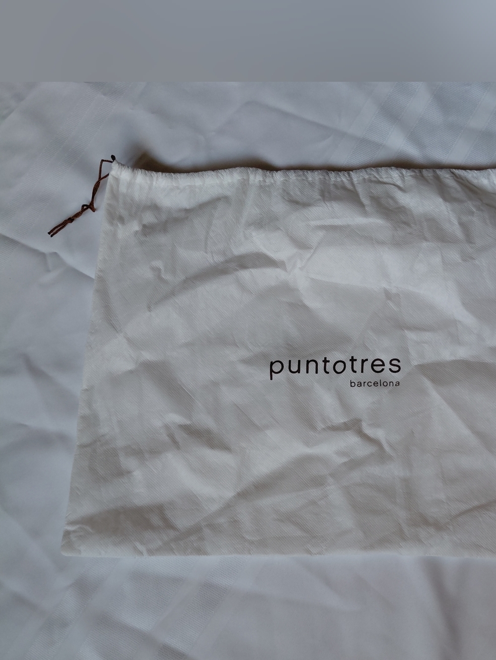 Puntotres Barcelona (Spain) Dust Bag - White Drawstring Protector Handbag Purse
